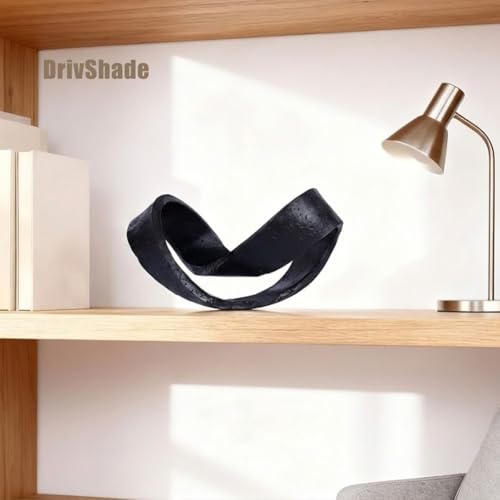 Geometric Knot Sculpture, Modern Coffee Table Decor Abstract Figurines, Boho Home Decor Statue for Shelf, Living Room, Office Desktop, Bedroom, Bookcase Decorative (Black) - color: Black
