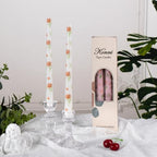 Taper Candles,10 inch 2pc White Tapered Candles with Red Rose Printed, Unscented and Smokeless Long Burning Candles,Tall Candlesticks with Cotton Wicks,Ideal for Weddings, Home Décor - style: Red Rose
