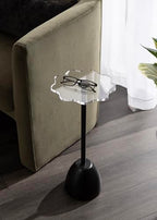 Kate and Laurel Acari Modern Pedestal Drink Table, 10 x 10 x 22, Clear Acrylic and Black, Decorative End Table with Scalloped Acrylic Tabletop for Use as Small Plant Stand or Cute Living Room Accent