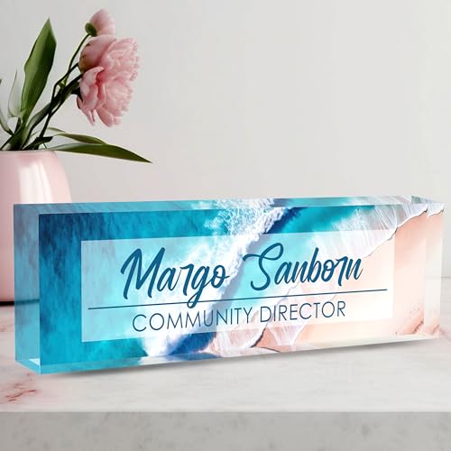 Custom Name Plate Personalized Office Decor for Women & Men, Employee Appreciation Gifts for Boss, Manager, Teacher, Nurse (Beach Walk) - color: Beach Walk