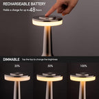O’Bright Portable LED Table Lamp with Touch Sensor, 3-Levels Brightness, Rechargeable Battery Up to 48 Hours Usage, Night Light for Kids Nursery, Nightstand Lamp, Bedside Lamp (Silver) - color: Silver