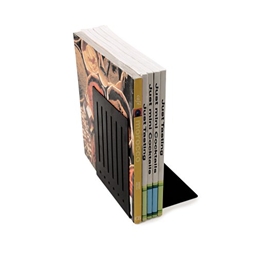 Spectrum Heavy Bookends for Book Shelves Cookbooks Vinyl Records, No Skid Heavy Duty Metal Decorative Book Stopper Sturdy Steel Holder for Home Office Large Bookends for Heavy Books, Black - color: Black