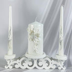 Unity Candle Set - Wedding Ceremony & Reception – 6” Pillar & Two 10” Taper Candles – Long Burning Unity Candles for Marriage Ritual – Handmade in USA – Royal White