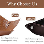 KINIVA PU Leather Jewelry Valet Tray for Men Women,Small Key Bowl for Entryway Table,Portable Travel Catchall Dice Tray (Bowl-Brown-2pcs) - style: Bowl-Brown-2pcs