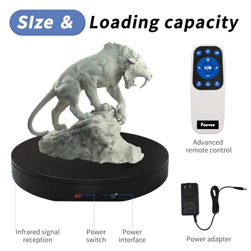 Ultra-Thin&Heavy Duty Remote-Controlled Motorized Turntable,Motorized Rotating Display Stand,Speed-Adjustable Rotating Platform,Human 3D Scan Electric Turntable for Scan,Showcase(19.7in/Black) - size: 19.7inch/Black/600Lbs Load