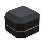 Luxury Ring Box, Square Velvet Wedding Ring Case Jewelry Gift Box with LED Light for Proposal Engagement Wedding, Black - color: Black, size: Ring Box