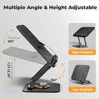 SupeDesk Book Stand for Reading, Adjustable Book Holder with 360° Rotating Bases, Foldable Designs, and Elastic Clips, Multifunctional Display Stand for Recipe, Cookbooks, Magazines, Tablets, Laptops - color: Black Wood