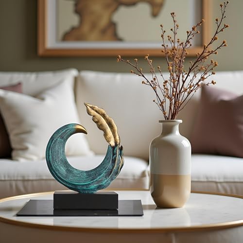 Abstract Art Sculpture, Resin Gold Decorative Statue, Modern Blue Ornaments for Living Room, Decorativas Modernas for Coffee Table/Entryway/Office Collectibles (Blue) - color: Blue