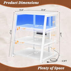 Armocity 4-Tier AV Media Stand with Power Strips, Stereo Stand with LED Lights, Audio Tower Rack with Adjustable Shelves, Small Entertainment Center, 30'', White - color: White, size: 30" (H)