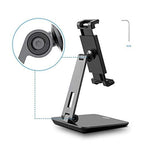 KABCON Tablet Stand,Tightness Adjustable Aluminum Alloy Tablet Stand for Desk, 360° Swivel Foldable Tablets Stands Dock for 4''-14''Tablets/Phone, iPad Series,Samsung Galaxy Tabs,Kindle Fire,Etc. - color: Grey