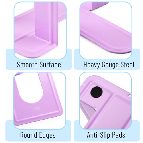 Mr. Pen- Book Ends, 4 Pack, Purple, Heavy Duty Metal Bookends for Shelves, Book Holders for Shelves, Metal Bookends - color: Purple, size: 4 Pack
