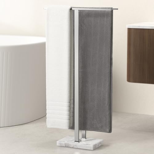 KES Standing Towel Rack Taller Version, 37" H (Equal Height) Bathroom Towel Rack Stand with Marble Base, Free Standing Towel Holder Stand, SUS304 Stainless Steel Brushed Finish, BTH229-2 - color: Brushed Finish, size: 37" H (Equal-height)