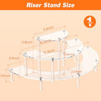 Dooiclear 3 Tier Acrylic Display Risers, Half Moon Cupcake Stand, Clear Perfume Organizer, Dessert Stand for Display, Clear Display Stand for Food, Cupcake, Perfume, Collections