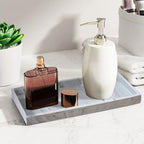 2PCS(7.87” L and 11.8” L) Silicone Soap Dispenser Tray, Kitchen soap Caddy countertop, Toilet, Tray for Scrubber, Lotion Bottles, Perfume, Jewelry, Candle, Key Trinket Ring-White Marble - color: Marble Gray（small 7.87”&large 11.8”）