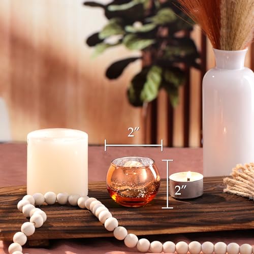 LAMORGIFT 24 Pcs Burnt Orange Candle Holders- Mercury Glass Candle Holders for or Boho Wedding Centerpieces, Bridal Shower, Party Table Decor, Fall and Holiday Home Decoration - color: Orange
