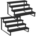 YINMIT Wooden Display Riser Stand, Tiered Perfume and Cologne Organizer Stand, 4 Tier Spice Rack Organizer, Rustic Display Shelf for Candles (4 Tier,2Pack,Black) - color: 4 Tier,2Pack,Black