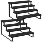 YINMIT Wooden Display Riser Stand, Tiered Perfume and Cologne Organizer Stand, 4 Tier Spice Rack Organizer, Rustic Display Shelf for Candles (4 Tier,2Pack,Black) - color: 4 Tier,2Pack,Black
