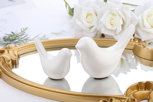 Small Birds Statues White Home Wall Decor Modern Style Bird Animal Figurines Decorative Ornaments for Shelf, Living Room, Bedroom, Knick Knacks, Office Desktop, Cabinets(White Birds 2Pcs) - color: White