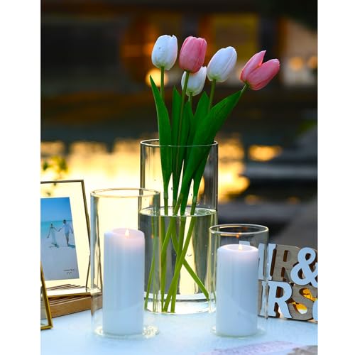 Hurricand Candle Holder 6 PCS, Glass Pillar Candle Holder, Clear Glass Cylinder Candleholder Glass Cylinder Vase for Centerpieces Wedding Party Decoration - color: Clear Glass Candle Holder-6pcs