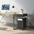 Computer Tower Stand PC Tower Stand with Storage Drawer 2 Tier Wood Rolling CPU Holder Stand Mobile Printer Cart on Wheels for Home Office, Industiral Brown and Black - color: Brown