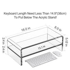 Egchi Clear Acrylic Monitor Stand Riser 2 Tier, 5.12 Inches High Clear Computer Desk Organizer Shelf for Multi Media PC Storage Laptop - size: 16''x8''x5.12''-2 Tiers