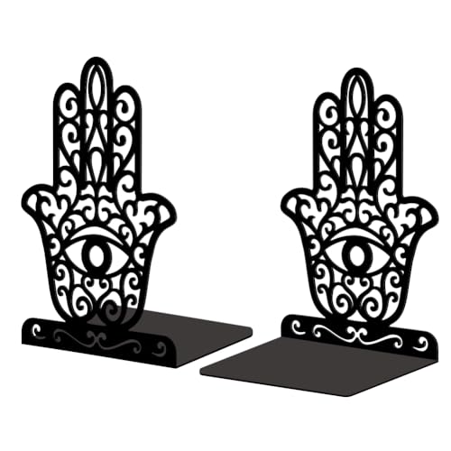 Peacoblue Metal Bookends for Shelves, Modern Decorative Heavy Duty Study Book Support Stoppers for Office, Desk, Shelf, Room 5.3"x4.3"x7.9" Cast Iron Simple Tall Bookends, 1 Pair (Eye of The Devil) - style: Eye of The Devil