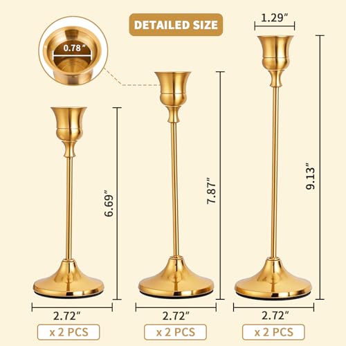 Chill Recipe Candlestick Holders Gold Taper Candle Holders 3 pcs Candle Sticks Holders for Home Decor Table Centerpiece Wedding Housewarming Festival - color: Gold, size: 2 Sets-6Pcs