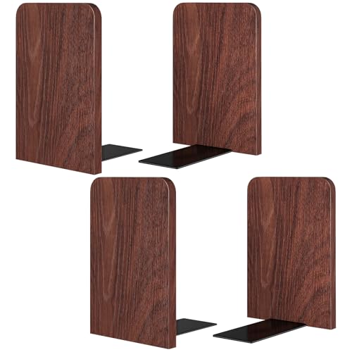 Book Ends,2Pairs Bookends Square Heavy Duty Wooden Bookend - color: Square Blackwalnut, size: 2Pair