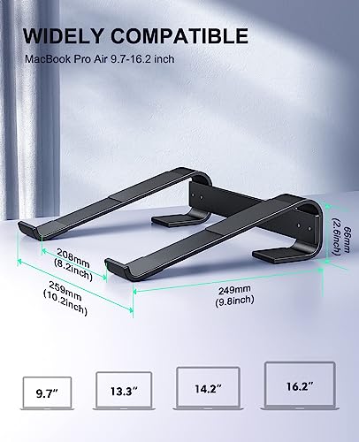 Soqool Laptop Stand for Desk, Ergonomic Detachable Laptop Riser, Aluminum MacBook Stand, Compatible with 12-17'' All Laptops Such as MacBook Pro/HP/Dell/Lenovo, Black - color: Black