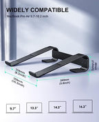 Soqool Laptop Stand for Desk, Ergonomic Detachable Laptop Riser, Aluminum MacBook Stand, Compatible with 12-17'' All Laptops Such as MacBook Pro/HP/Dell/Lenovo, Black - color: Black