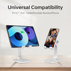 Foldable Phone Stand for Desk - Adjustable Height & Angle Cell Phone Holder, Portable Tablet Stand with Anti-Slip Base for Home, Office, and Travel, Compatible with iPhone & All 4-11" Devices (White) - color: White