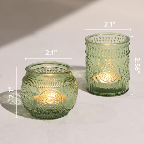 30pcs Assorted Green Votive Candle Holders Bulk, Fall Baby Wedding Shower Decorations,Tealight Candle Holder for Table Centerpieces Decorations, Boho Tea Party Decor, Bridal Shower Gifts for Guests - color: Green