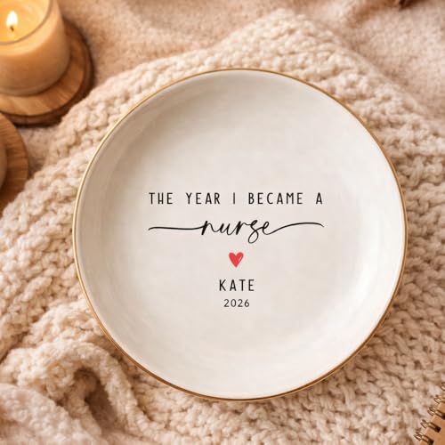 LullabyMall Luxury Custom Nurse Ring Dish, Personalized New Nurse Gift for Women, Nursing Medical School Graduation Gift, RN Gifts, Nurse Appreciation Gift 5 - color: Heart