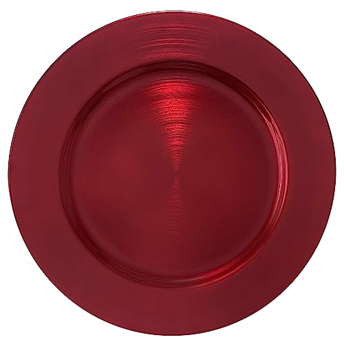 13inch Round Plastic Charger Plates,Set of 8,Charger Plates for Dinner,Wedding,Party,Event Decoration. (Metallic foil Red) … - color: Metallic foil Red