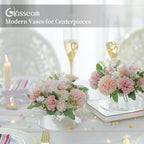 Glasseam Acrylic Flower Vase for Centerpieces: Set of 2 Wedding Party Dining Room Table Decorations, Cylinder Round Clear Vases with 13 Holes (5.9in)