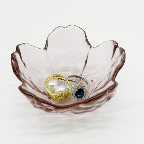 Flower Ring Dish Jewelry Tray, Glass Jewelry Dish Tray, Aesthetic Room Decor Small Trinket Dish, Nightstand Jewlery Ring Holder Dish, Bathroom Jewelry Plate Bowl for Rings Earrings Gift (Light Purple) - color: Light Purple