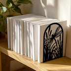Peacoblue Metal Bookends for Shelves, Modern Decorative Heavy Duty Study Book Support Stoppers for Office, Desk, Shelf, Room 5.3"x4.3"x7.9" Cast Iron Simple Tall Bookends, 1 Pair (Dragonfly) - style: Dragonfly