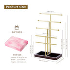modern T-shaped jewelry rack, jewelry tower, gold metal, square ceramic base decoration display tower, necklace, bracelet, ring storage rack (4-layer wooden pallet black) - style: 4-layer wooden pallet black
