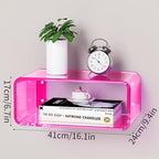 Acrylic Floating Nightstand, Bedside Table, Nightstand Shelf Wall Mounted Bedside Shelf (Pink, Small) - color: Pink