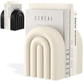 KIVY Concrete Book Ends for Shelves [Heavy Duty BOOKENDS] - Bookends Decorative for Heavy Books - Modern Trendy Book Ends - Book Stopper for Shelves - Book Holders for Shelves (White Bookends)