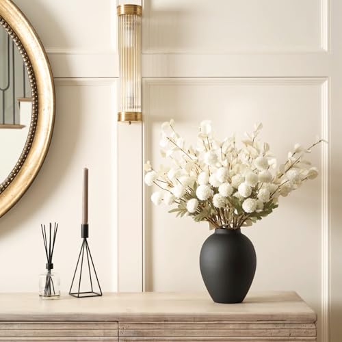 Black Vase for Home Decor - Tall Ella Flower Vase for Centerpieces, Table & Mantel Decorations - Large Round Iron Vase 9 Inch - Matte Black Vases for Flowers & Pampas Grass - color: Black Ovoid