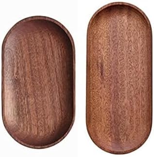 2 Pack Solid Wood Serving Platters and Trays of Natural Wood with Edge,Rectangular Avoid Sliding and Spilling Food (Walnut Trays x 2Pack) - color: Walnut Trays 2pack