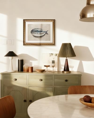 InSimSea Gold Framed Wall Art, Kitchen Dining Room Vintage Sardine on the Plate Wall Decor, Still Life Canvas Print Art, Home Farmhouse Decor, Antique Paintings with Picture Frame 13x16inch - color: Sardine on the Plate, size: 16"L x 13"W