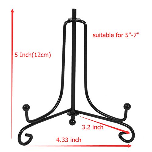(2 pack)Iron Display Stand, Black Iron Easel Plate Display Photo Holder Stand, Displays Picture Frames, Cookbooks, Decorative Plates, Tablets and Art 5 Inch - color: Black, size: 5 inch(2 pack)