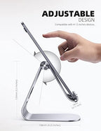 Lamicall Tablet Stand, Adjustable Tablet Holder - Desktop Stand Dock Holder for 4-13" Tablets, iPad Pro 11, 9.7, 10.5, 12.9 Air Mini, Kindle, Tab, iPhone 17 Pro Max, Switch, Office Desk Accessories - color: 1-Silver