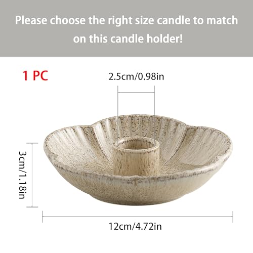 Ceramic Candlestick Holder， Candle Holder for Taper Candles,Incense, Santo Palo, Halloween Christmas Wedding Parties, Dining Room Home Decoration Display - Camel - color: Camel