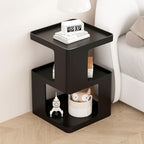 Metal Black Nightstands, Modern Side Table with 3 Tiers Storage, Small End Table for Couch, Bedside Tables No Assembly Required - color: Black, style: Modern