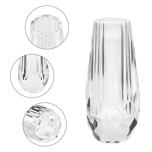 Kitcom Flower/Bud Crystal Vase Decorative Vases for Home or Wedding, Outline Dimensions W3.1''xH7'', Clear with Gift Box - size: Large