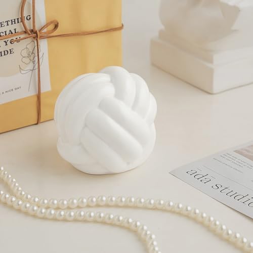 Small Ceramic Knot Decor, Chain Link Decor, Coffee Table Decor, Book Shelf Decor, Entry Table Decor, Aesthetic Minimalist Decorative Objects for Modern Home Living Room, Desk Decor for Office (White) - color: White