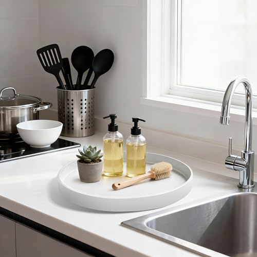 1 Pack 10" Bathroom and Vanity Tray, ABS Bathroom Counter Organizer, Coffee Table Decor for Perfume, Candles, Keys &More. Kitchen Countertop Organizer, Decorative Tray Soap Holder, White - color: White, size: 10"